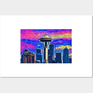 Space Needle Colorful Sky Posters and Art